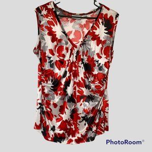 Women's New York & Company Red/Black/Gray/White Silk Sleeveless Top Size XL